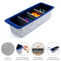 Welaxy Felt Adjustable 4 Slot Drawer Organizer Bin