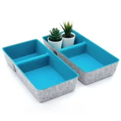Welaxy Felt 2 Piece Divided Drawer Organizer Trays