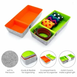 Welaxy Felt 2 Piece Divided Drawer Organizer Trays