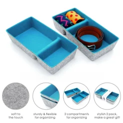 Welaxy Felt 2 Piece Divided Drawer Organizer Trays