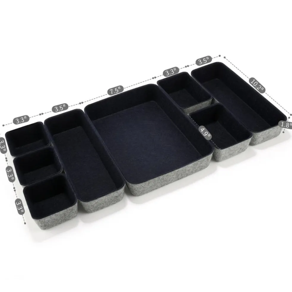 Welaxy Felt 8 Piece Drawer Organizer Tray Set