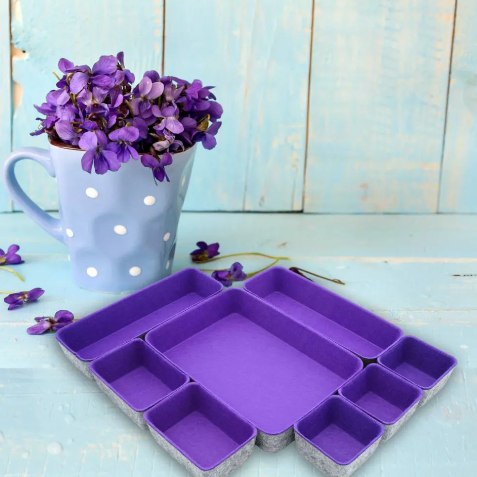 Welaxy Felt 8 Piece Drawer Organizer Tray Set