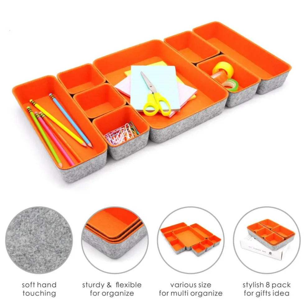 Welaxy Felt 8 Piece Drawer Organizer Tray Set