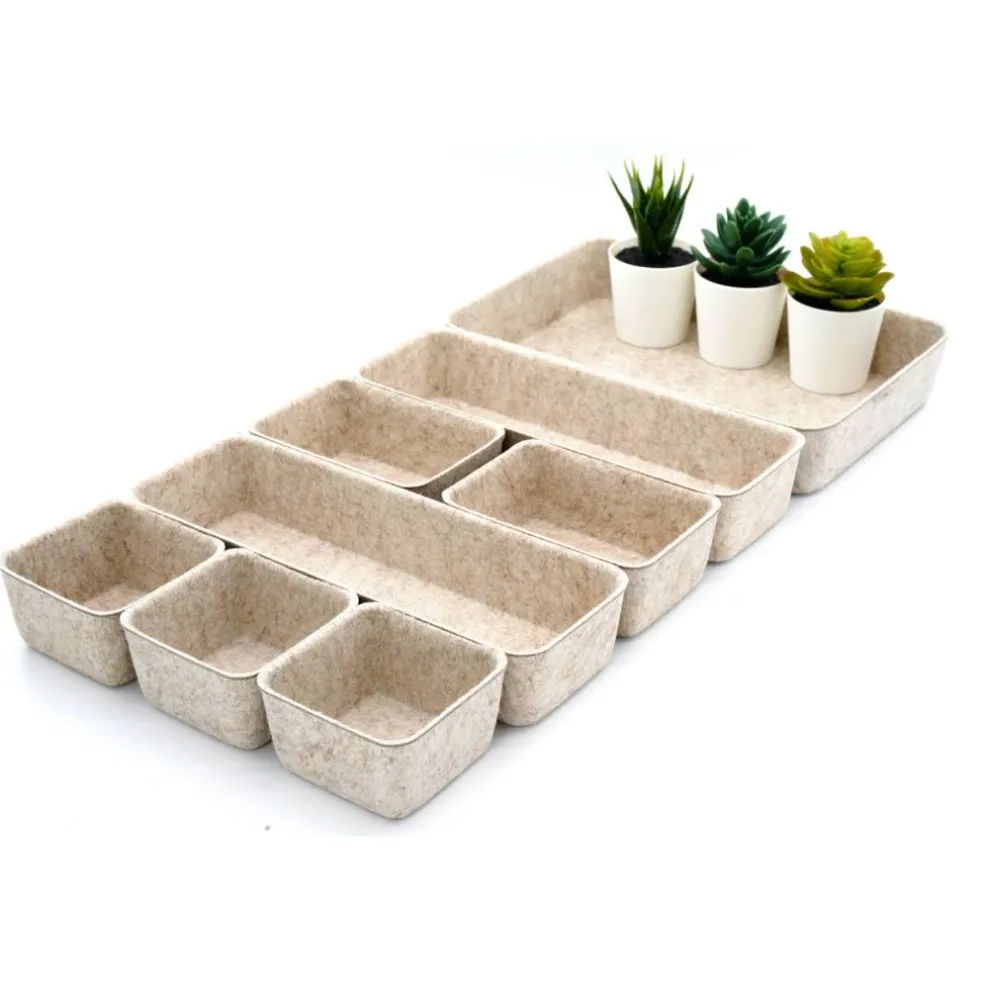Welaxy Felt 8 Piece Drawer Organizer Tray Set