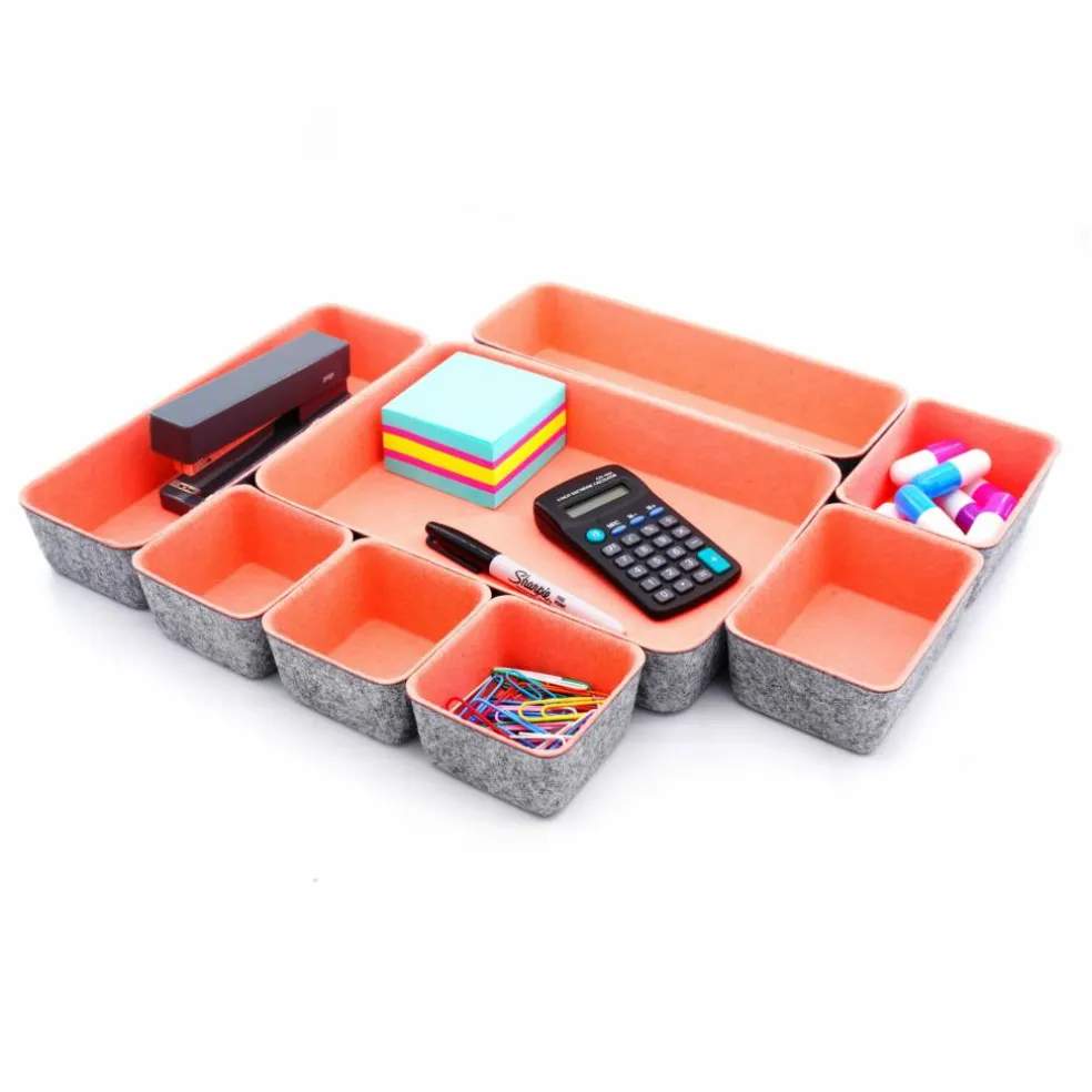 Welaxy Felt 8 Piece Drawer Organizer Tray Set