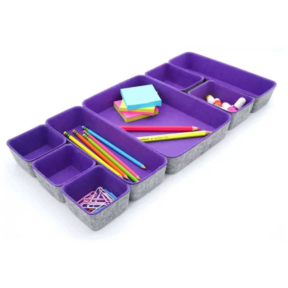Welaxy Felt 8 Piece Drawer Organizer Tray Set