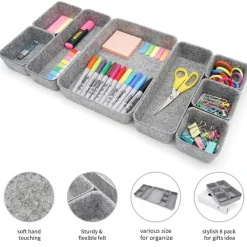 Welaxy Felt 8 Piece Drawer Organizer Tray Set