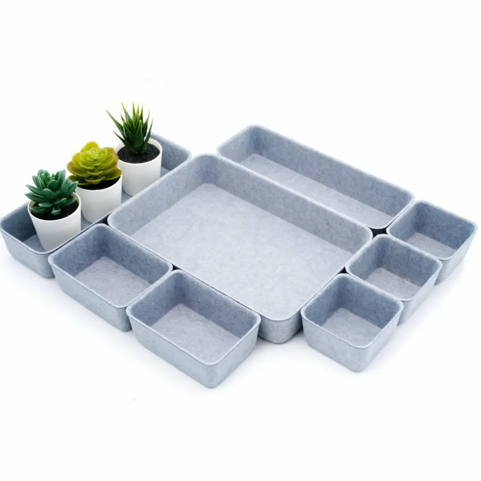 Welaxy Felt 8 Piece Drawer Organizer Tray Set