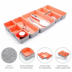Welaxy Felt 8 Piece Drawer Organizer Tray Set