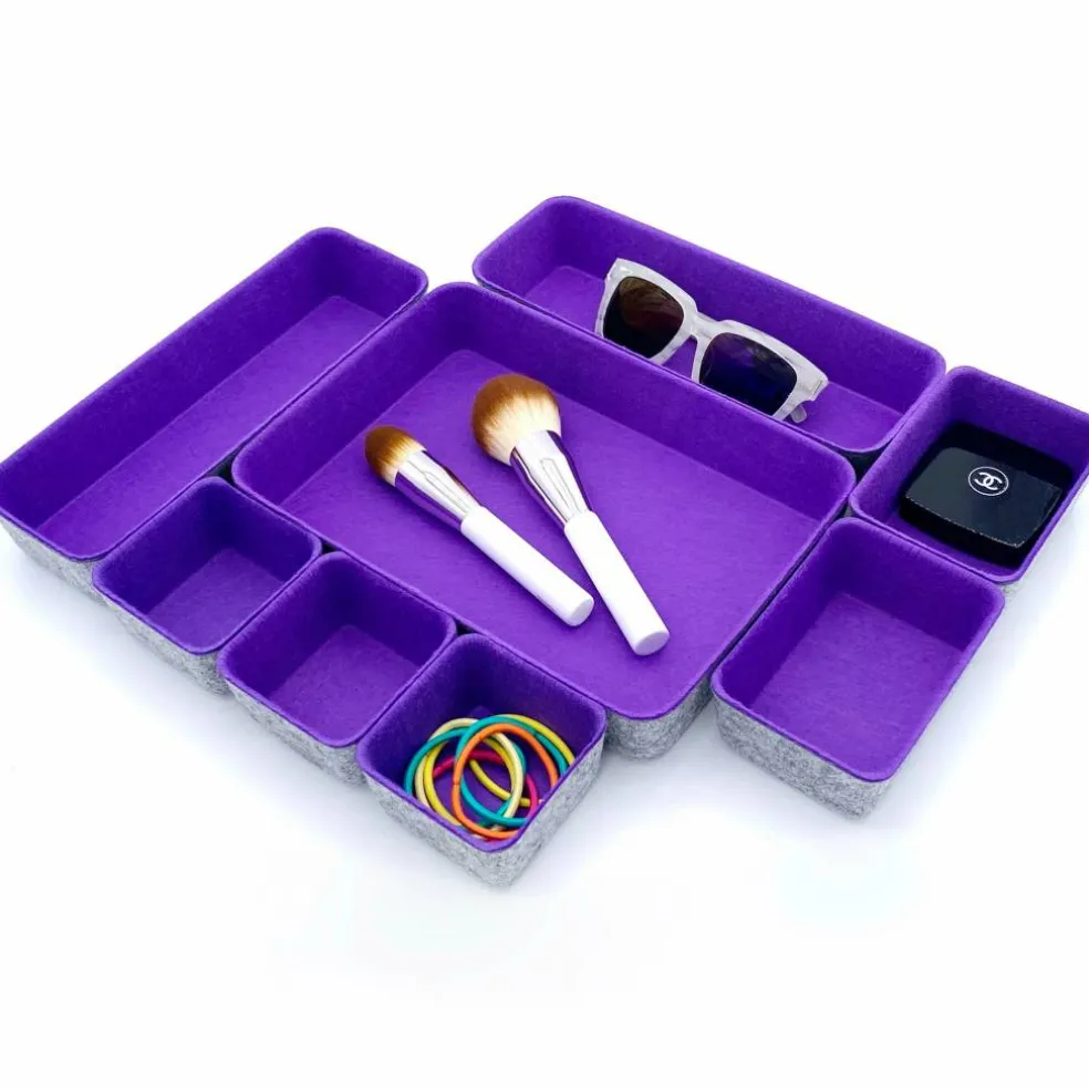 Welaxy Felt 8 Piece Drawer Organizer Tray Set
