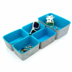 Welaxy Felt 5 Piece Drawer Organizer Bins