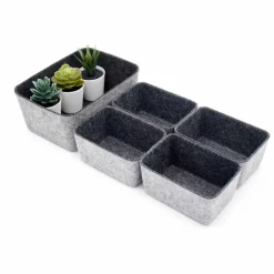 Welaxy Felt 5 Piece Drawer Organizer Bins