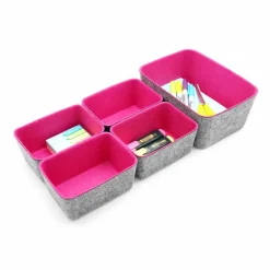 Welaxy Felt 5 Piece Drawer Organizer Bins