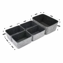 Welaxy Felt 5 Piece Drawer Organizer Bins