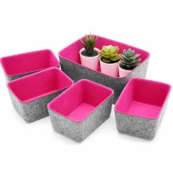 Welaxy Felt 5 Piece Drawer Organizer Bins