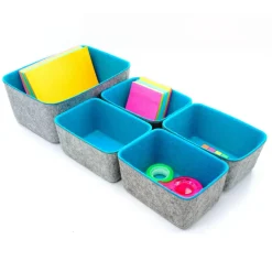 Welaxy Felt 5 Piece Drawer Organizer Bins