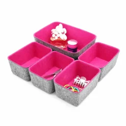 Welaxy Felt 5 Piece Drawer Organizer Bins