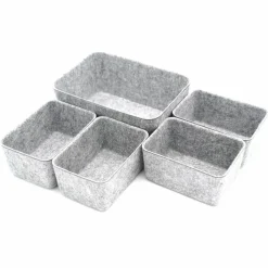 Welaxy Felt 5 Piece Drawer Organizer Bins
