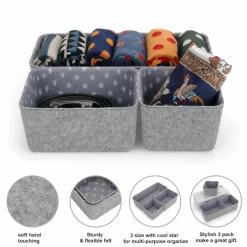 Welaxy Felt 3 Piece Stars Storage Bin Set