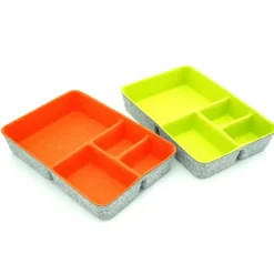 Welaxy 2 Piece Felt 4 Compartment Drawer Organizer Trays