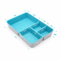 Welaxy 2 Piece Felt 4 Compartment Drawer Organizer Trays