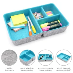 Welaxy 2 Piece Felt 4 Compartment Drawer Organizer Trays