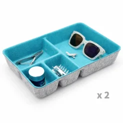 Welaxy 2 Piece Felt 4 Compartment Drawer Organizer Trays