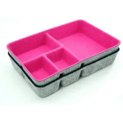 Welaxy 2 Piece Felt 4 Compartment Drawer Organizer Trays