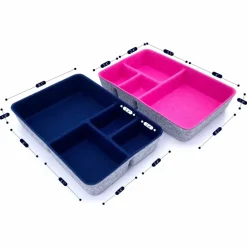 Welaxy 2 Piece Felt 4 Compartment Drawer Organizer Trays