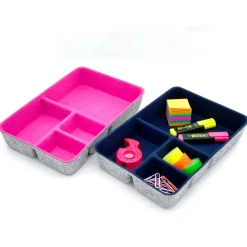 Welaxy 2 Piece Felt 4 Compartment Drawer Organizer Trays