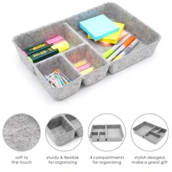 Welaxy 2 Piece Felt 4 Compartment Drawer Organizer Trays