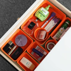 Welaxy 7 Piece Felt Round Cups & Trays Drawer Organizer Set