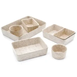 Welaxy 7 Piece Felt Round Cups & Trays Drawer Organizer Set