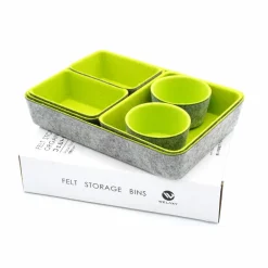 Welaxy 7 Piece Felt Round Cups & Trays Drawer Organizer Set