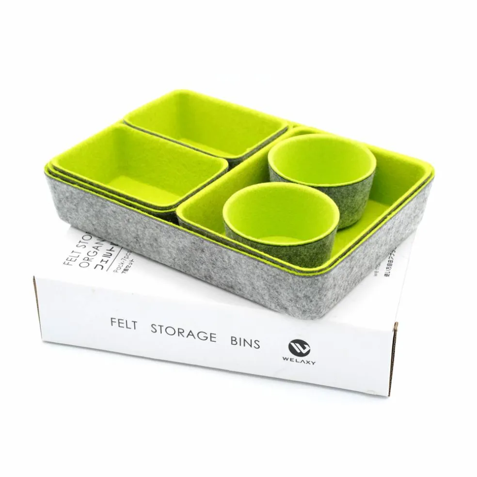 Welaxy 7 Piece Felt Round Cups & Trays Drawer Organizer Set