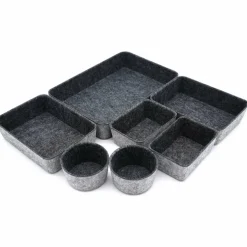 Welaxy 7 Piece Felt Round Cups & Trays Drawer Organizer Set