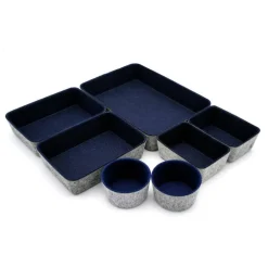 Welaxy 7 Piece Felt Round Cups & Trays Drawer Organizer Set
