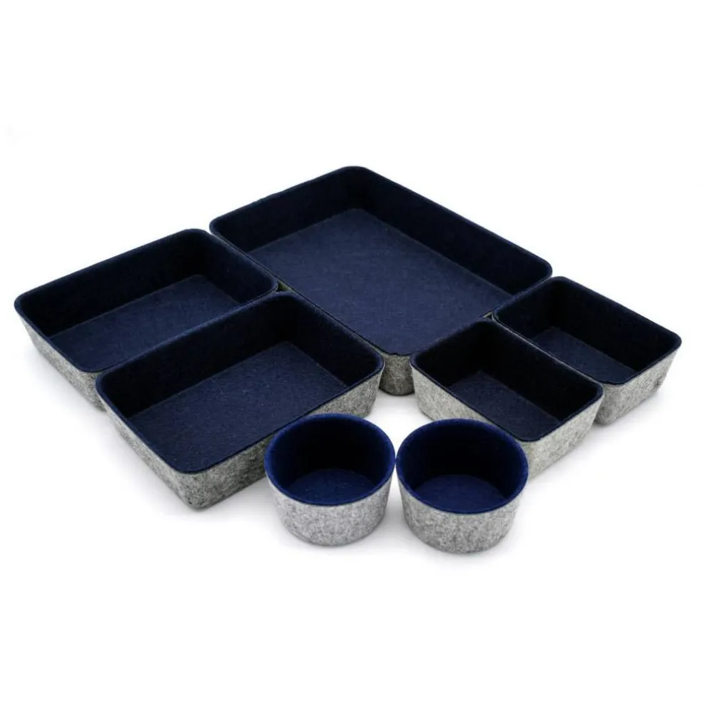 Welaxy 7 Piece Felt Round Cups & Trays Drawer Organizer Set