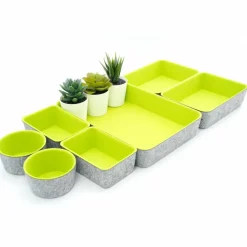 Welaxy 7 Piece Felt Round Cups & Trays Drawer Organizer Set
