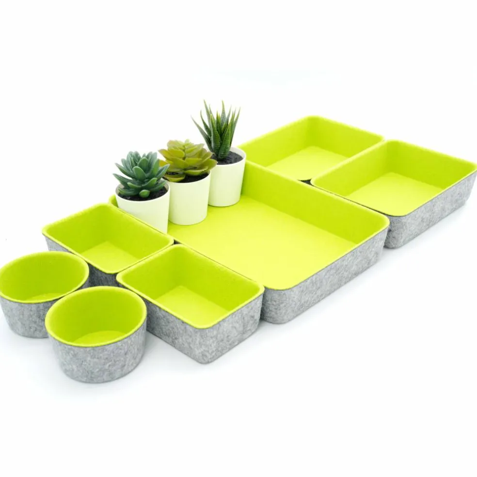 Welaxy 7 Piece Felt Round Cups & Trays Drawer Organizer Set