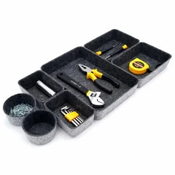 Welaxy 7 Piece Felt Round Cups & Trays Drawer Organizer Set