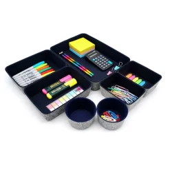 Welaxy 7 Piece Felt Round Cups & Trays Drawer Organizer Set