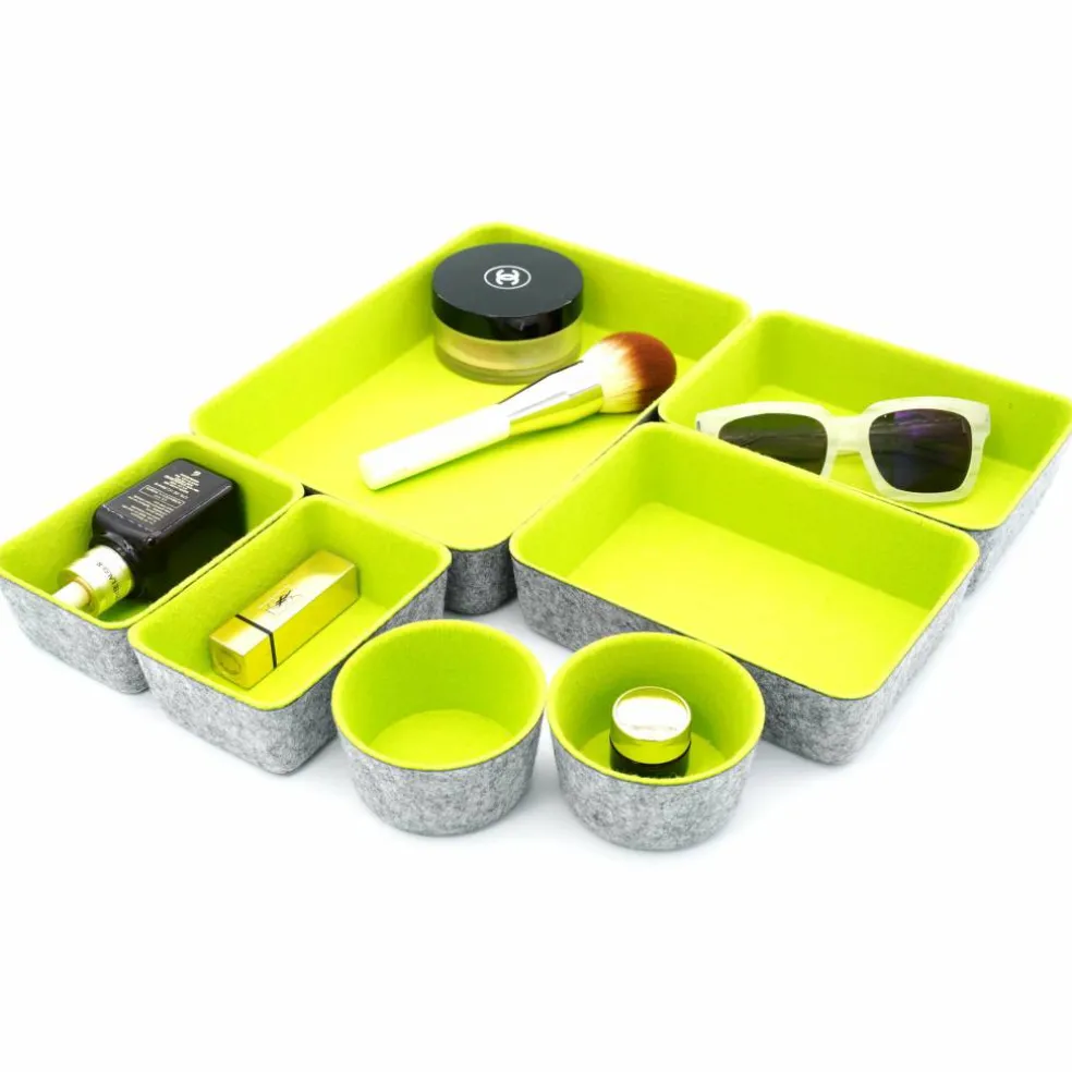 Welaxy 7 Piece Felt Round Cups & Trays Drawer Organizer Set