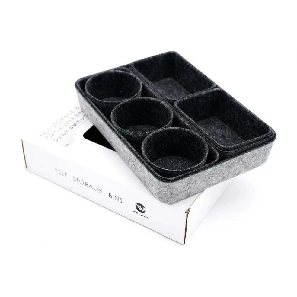 Welaxy 8 Piece Felt Round Cups & Trays Drawer Organizer Set