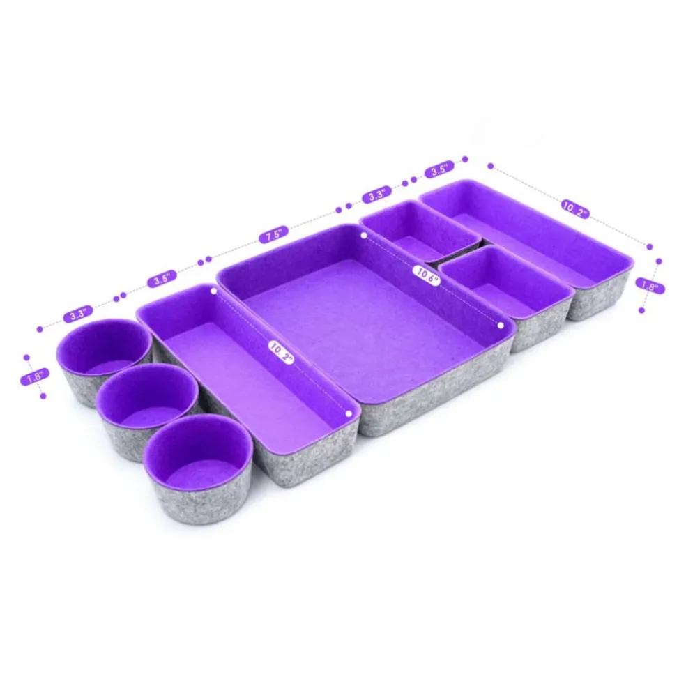 Welaxy 8 Piece Felt Round Cups & Trays Drawer Organizer Set