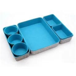 Welaxy 8 Piece Felt Round Cups & Trays Drawer Organizer Set