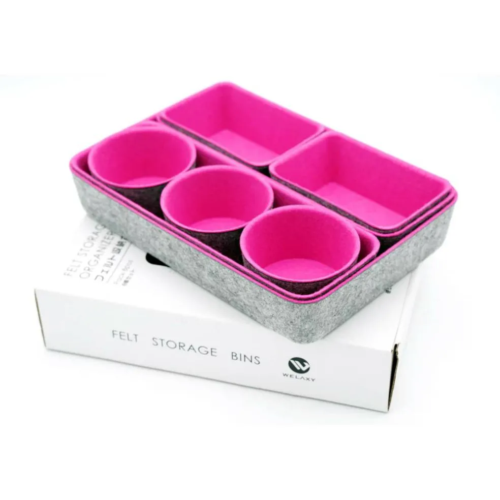 Welaxy 8 Piece Felt Round Cups & Trays Drawer Organizer Set
