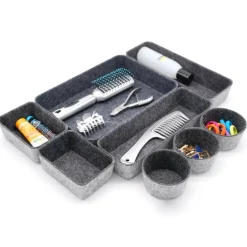 Welaxy 8 Piece Felt Round Cups & Trays Drawer Organizer Set