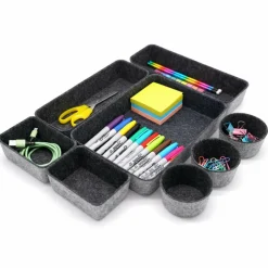 Welaxy 8 Piece Felt Round Cups & Trays Drawer Organizer Set
