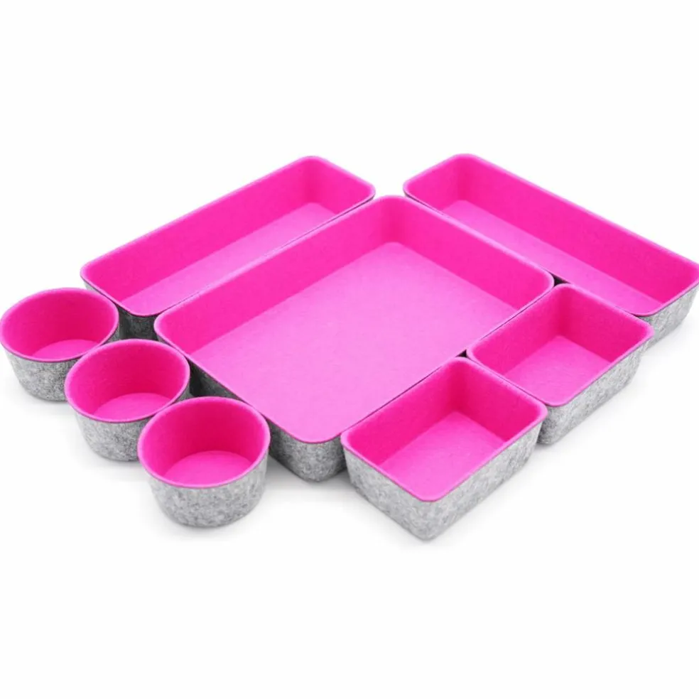 Welaxy 8 Piece Felt Round Cups & Trays Drawer Organizer Set